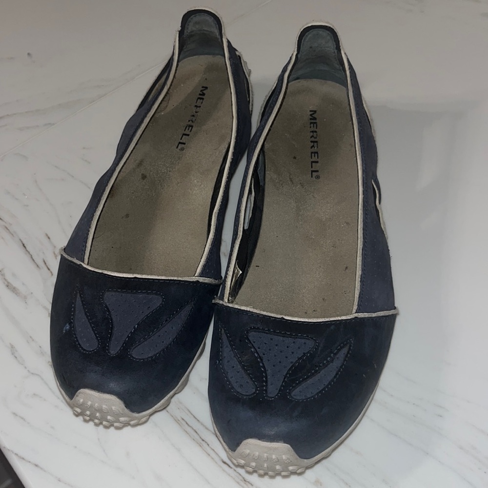 Merrell Shoes Womens 9.5 Oceania Flats Slip On Cutout Vibram Soles Navy